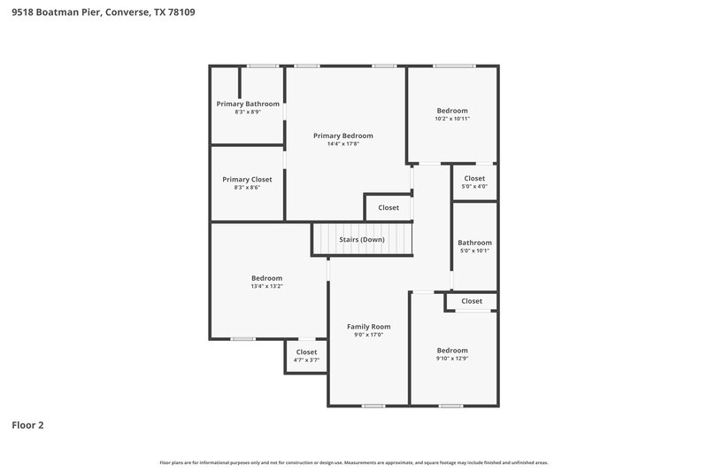 1,870/Mo, 9518 Boatman Pier Converse, TX 78109 Floor Plan View