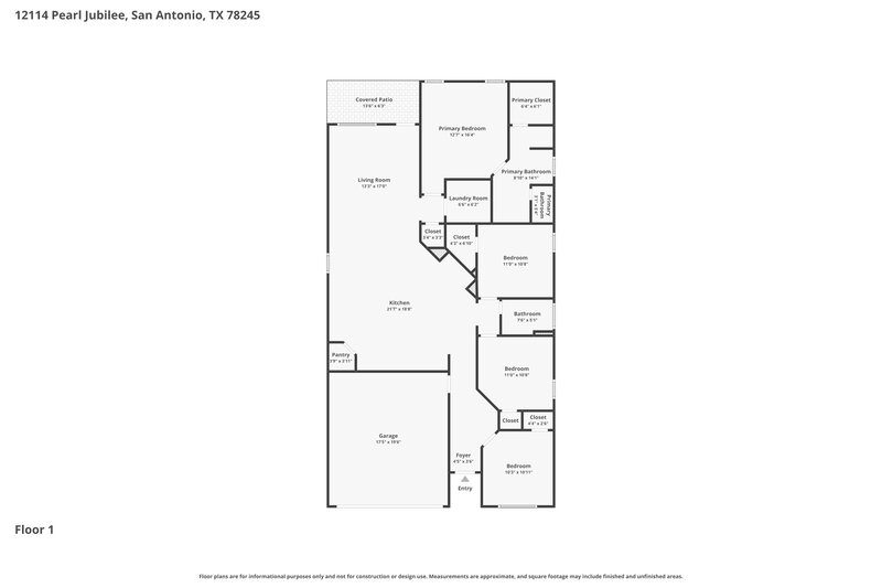 1,770/Mo, 12114 Pearl Jubilee San Antonio, TX 78245 Floor Plan View