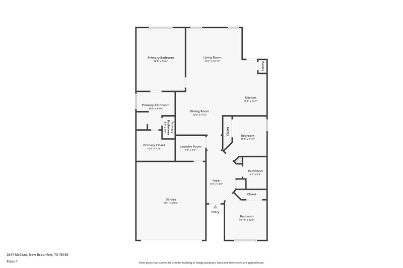1,715/Mo, 2617 Mccrae New Braunfels, TX 78130 Floor Plan View