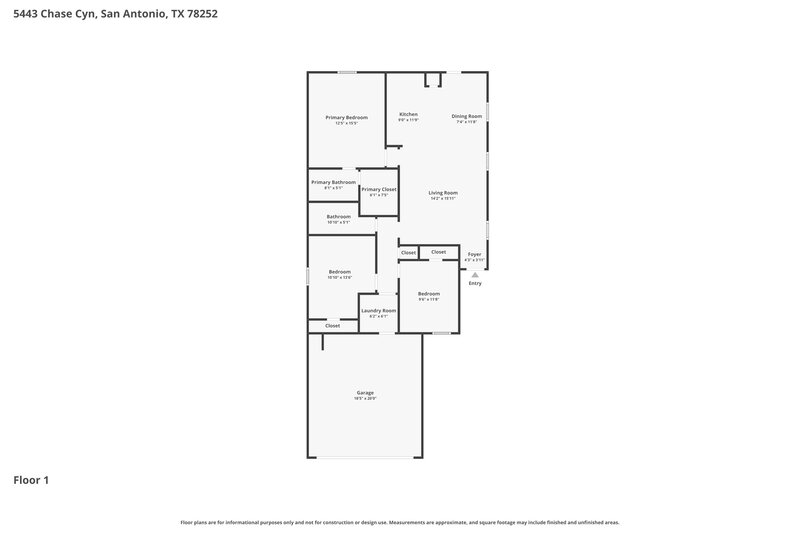 1,425/Mo, 5443 Chase Cyn San Antonio, TX 78252 Floor Plan View