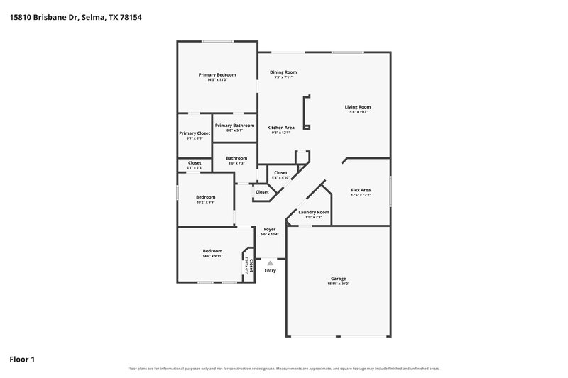 1,790/Mo, 15810 Brisbane Dr Selma, TX 78154 Floor Plan View