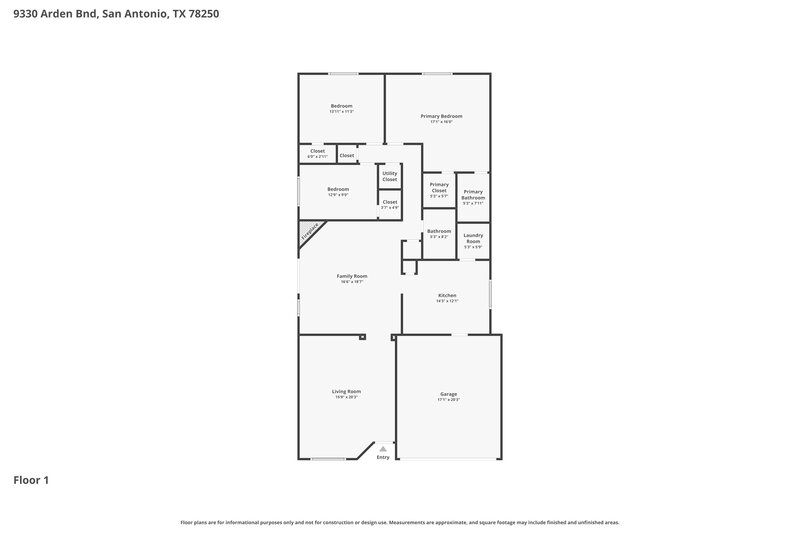 1,580/Mo, 9330 Arden Bnd San Antonio, TX 78250 Floor Plan View