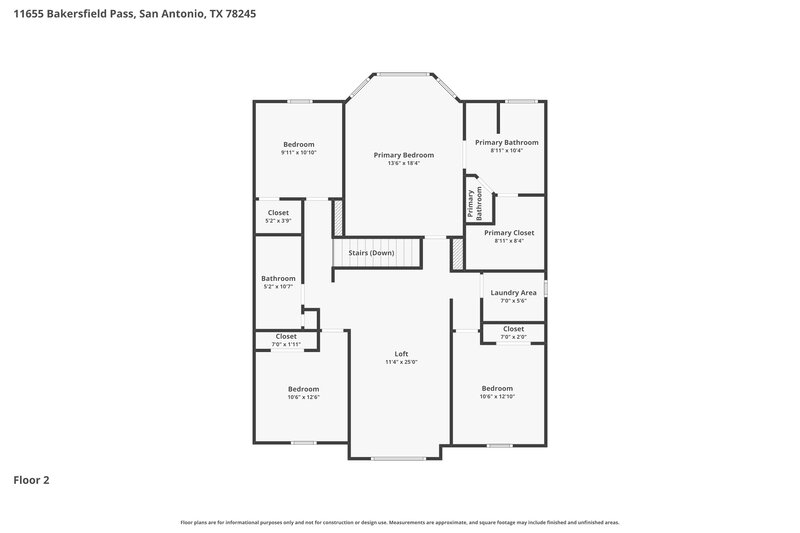 2,170/Mo, 11655 Bakersfield Pass San Antonio, TX 78245 Floor Plan View 2