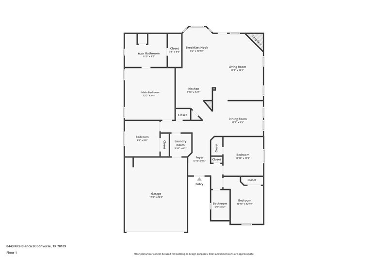 1,670/Mo, 8443 Rita Blanca St Converse, TX 78109 Floor Plan View