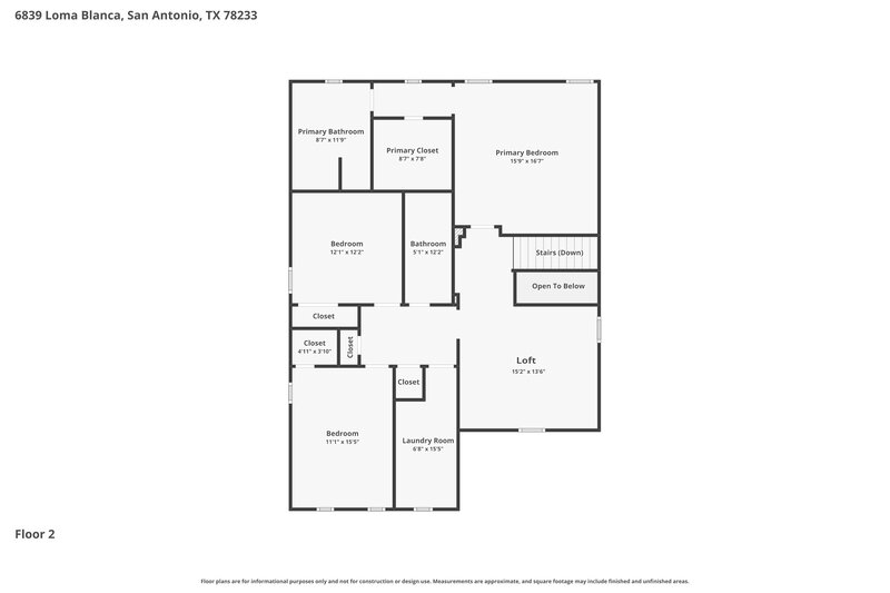 0/Mo, 6839 Loma Blanca San Antonio, TX 78233 Floor Plan View 2