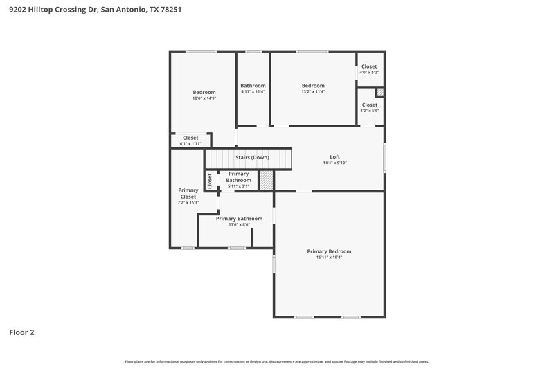 2,035/Mo, 9202 Hilltop Crossing Dr San Antonio, TX 78251 Floorplan View 2