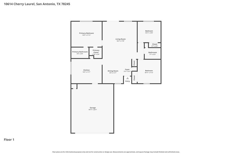 1,450/Mo, 10614 Cherry Laurel San Antonio, TX 78245 Floorplan View
