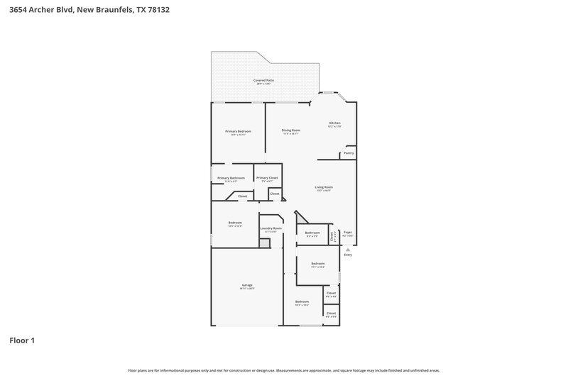 1,760/Mo, 3654 Archer Blvd New Braunfels, TX 78132 Floor Plan View