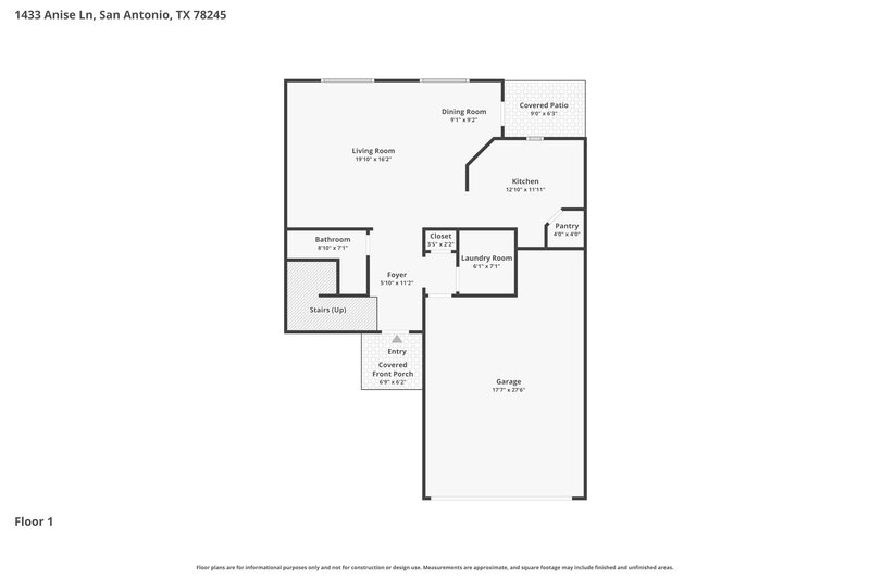 1,730/Mo, 1433 Anise Ln San Antonio, TX 78245 Floorplan View