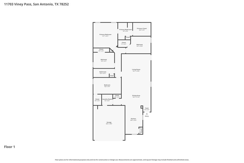 1,740/Mo, 11703 Viney Pass San Antonio, TX 78252 Floor Plan View