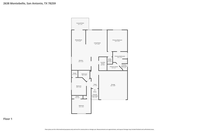 2,340/Mo, 2638 Montebello San Antonio, TX 78259 Floor Plan View