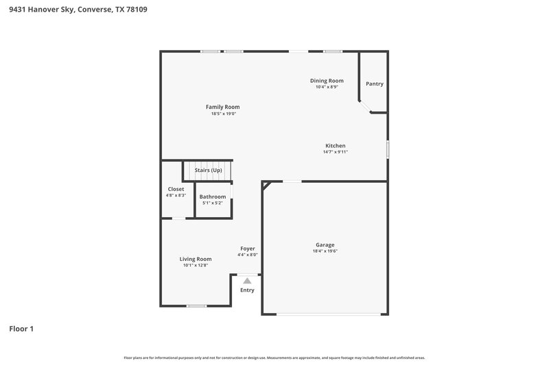 1,740/Mo, 9431 Hanover Sky Converse, TX 78109 Floor Plan View 2