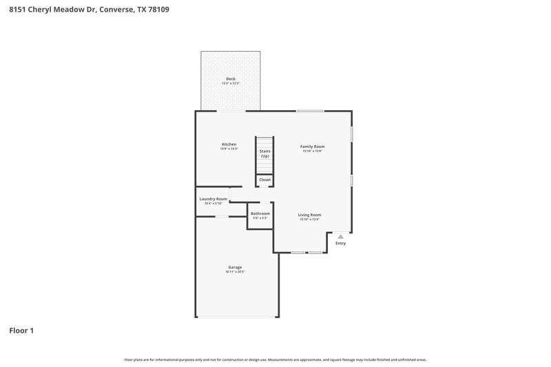 1,525/Mo, 8151 Cheryl Meadow Dr Converse, TX 78109 Floorplan View