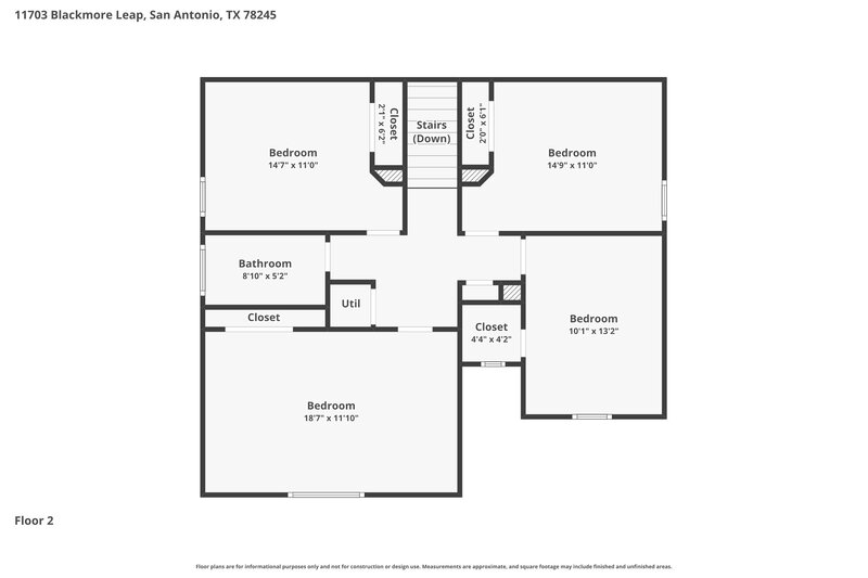 1,910/Mo, 11703 Blackmore Leap San Antonio, TX 78245 Floor Plan View 2