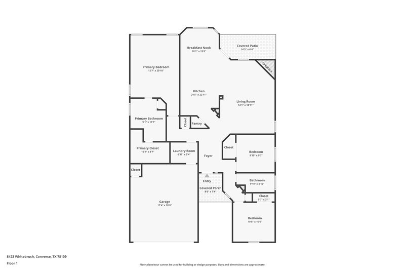 1,610/Mo, 8423 Whitebrush Converse, TX 78109 Floor Plan View