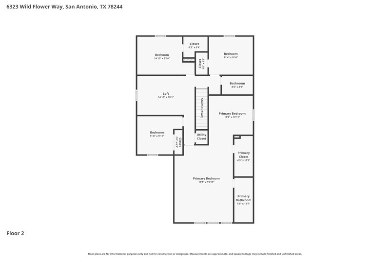 2,055/Mo, 6323 Wild Flower Way San Antonio, TX 78244 Floor Plan View 2