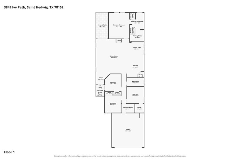 1,630/Mo, 3849 Ivy Path Saint Hedwig, TX 78152 Floor Plan View