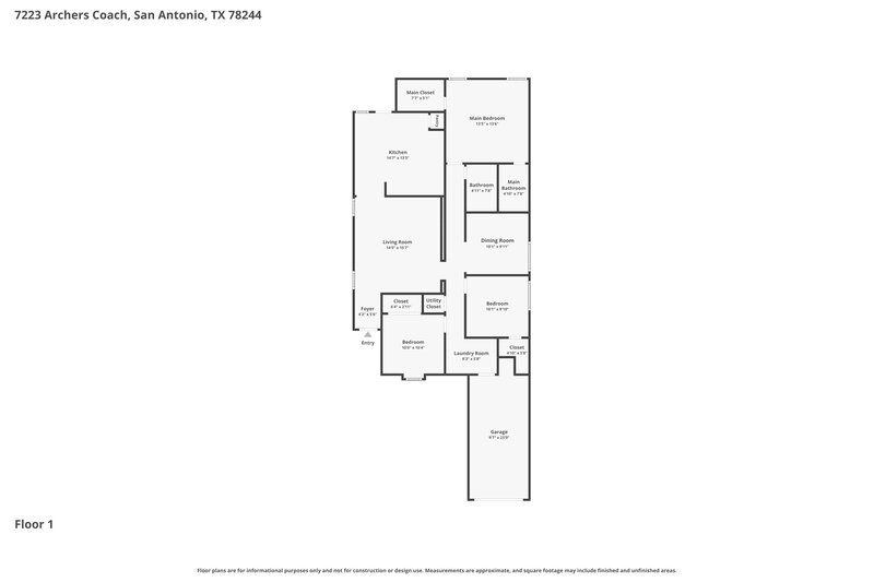 1,510/Mo, 7223 Archers Coach San Antonio, TX 78244 Floor Plan View