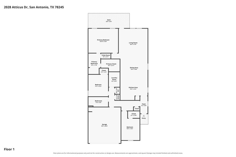 2,025/Mo, 2028 Atticus Dr San Antonio, TX 78245 Floor Plan View
