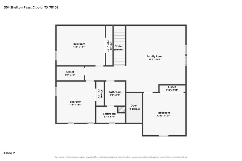 2,635/Mo, 304 Shelton Pass Cibolo, TX 78108 Floor Plan View 2