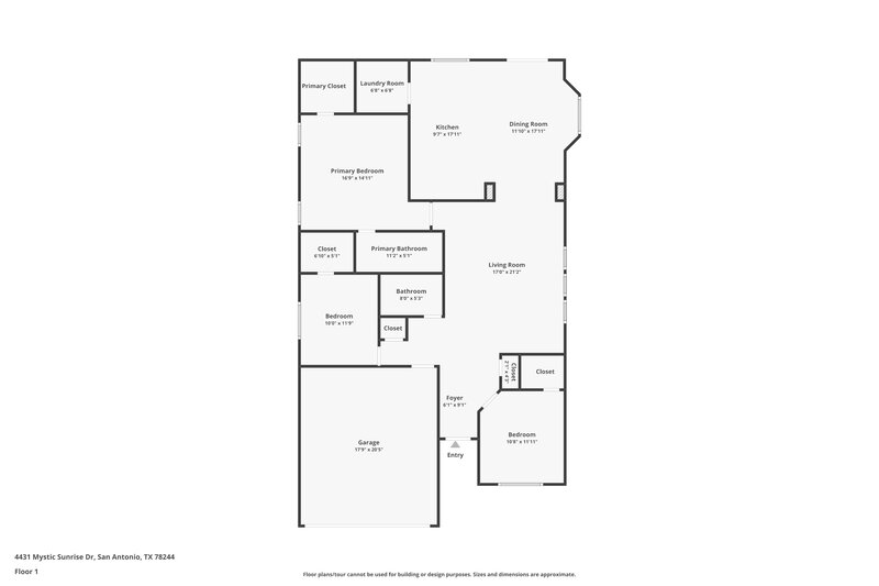 1,645/Mo, 4431 Mystic Sunrise Dr San Antonio, TX 78244 Floor Plan View