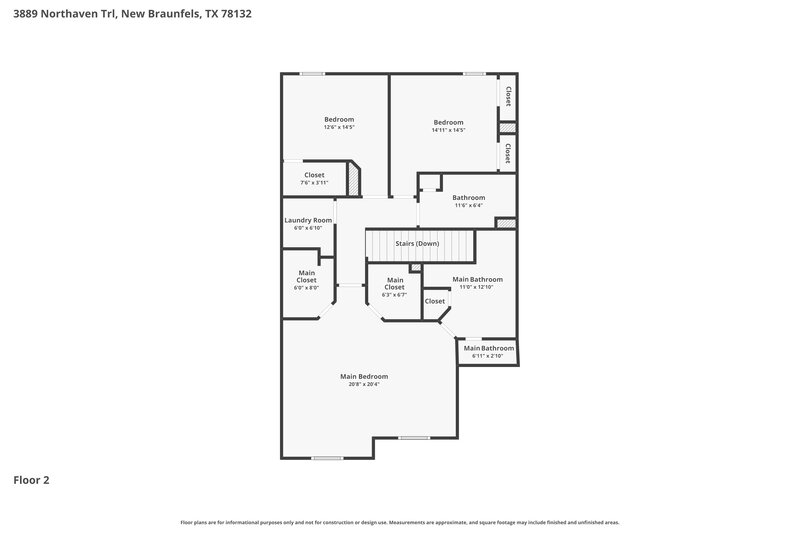 1,915/Mo, 3889 Northaven Trl Canyon Lake, TX 78132 Floor Plan View 2
