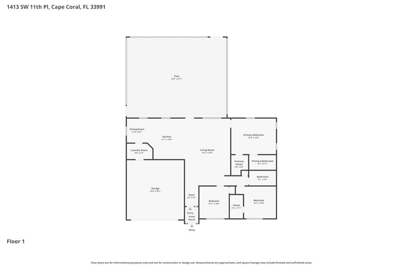 2,220/Mo, 1413 SW 11th Pl Cape Coral, FL 33991 Floor Plan View