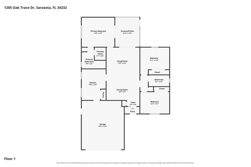 2,135/Mo, 1205 Oak Trace Dr Sarasota, FL 34232 Floor Plan View