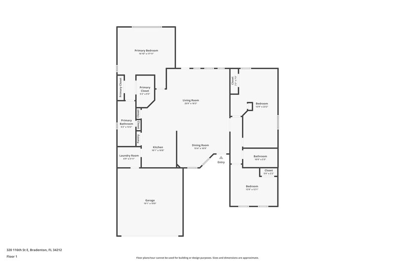 2,000/Mo, 320 116th St E Bradenton, FL 34212 Floor Plan View