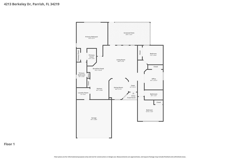 2,620/Mo, 4213 Berkeley Dr Parrish, FL 34219 Floor Plan View