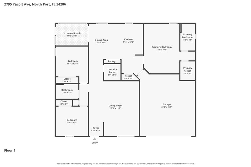 1,745/Mo, 2795 Yacolt Ave North Port, FL 34286 Floor Plan View