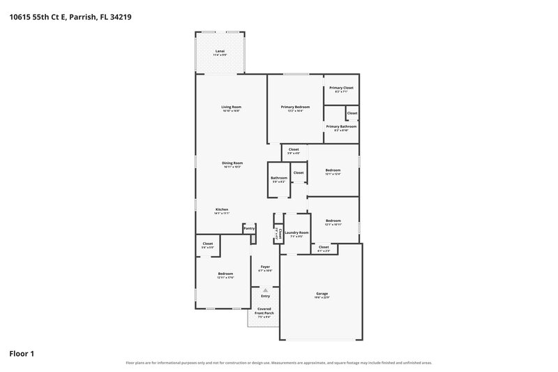 2,605/Mo, 10615 55th Ct E Parrish, FL 34219 Floor Plan View