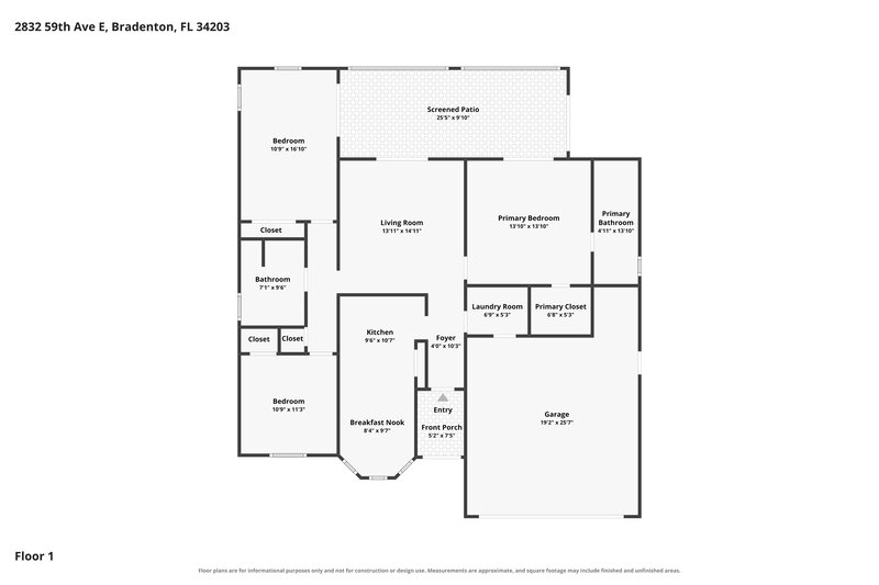 2,210/Mo, 2832 59th Ave E Bradenton, FL 34203 Floor Plan View