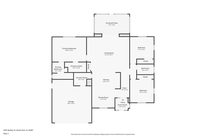 2,380/Mo, 3781 Beeber St North Port, FL 34287 Floor Plan View