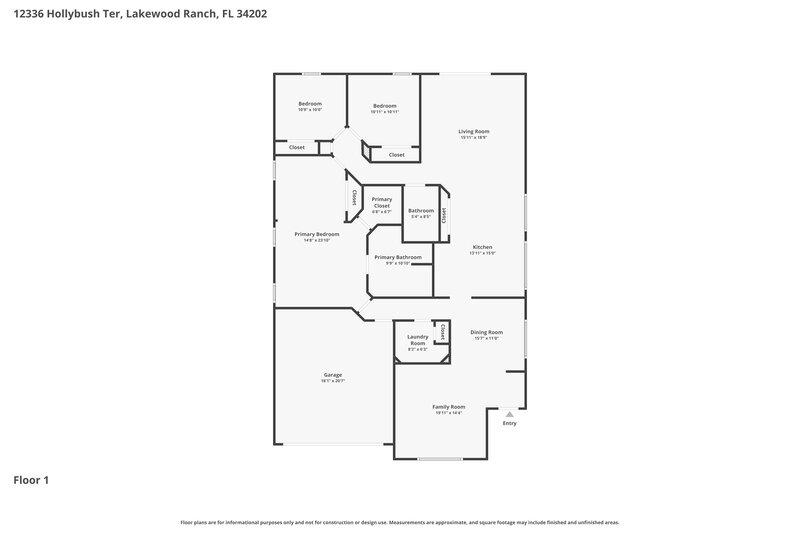2,460/Mo, 12336 Hollybush Ter Lakewood Ranch, FL 34202 Floor Plan View