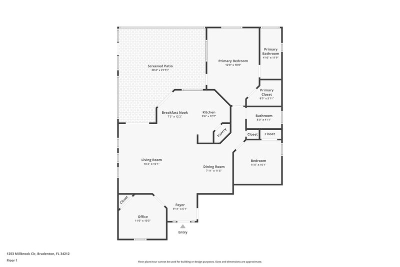 2,225/Mo, 1253 Millbrook Cir Bradenton, FL 34212 Floor Plan View