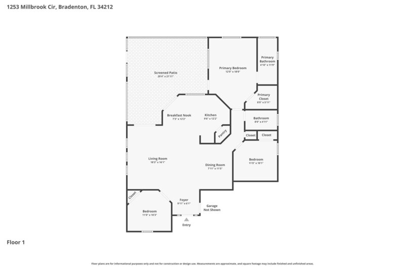 2,285/Mo, 1253 Millbrook Cir Bradenton, FL 34212 Floorplan View