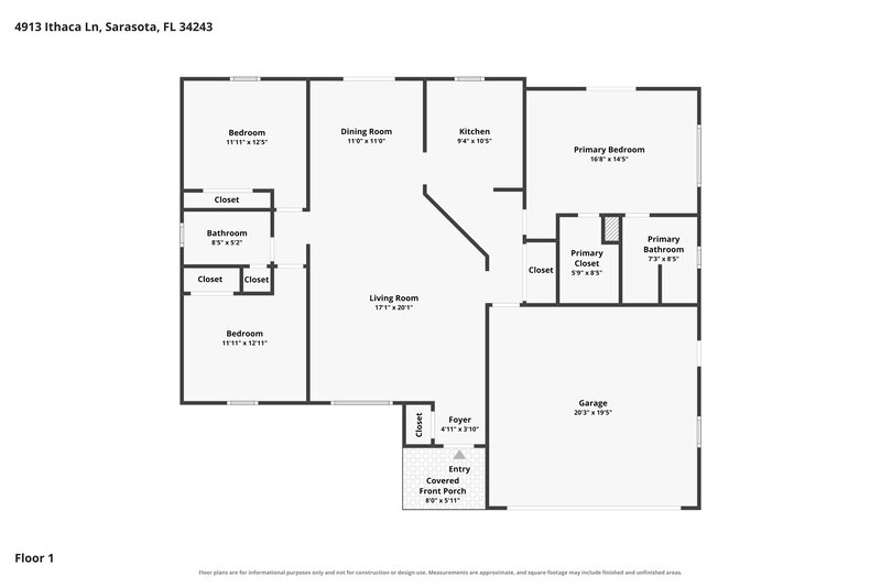 2,615/Mo, 4913 Ithaca Ln Sarasota, FL 34243 Floor Plan View