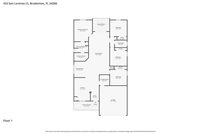 2,170/Mo, 433 San Lorenzo Ct Bradenton, FL 34208 Floor Plan View