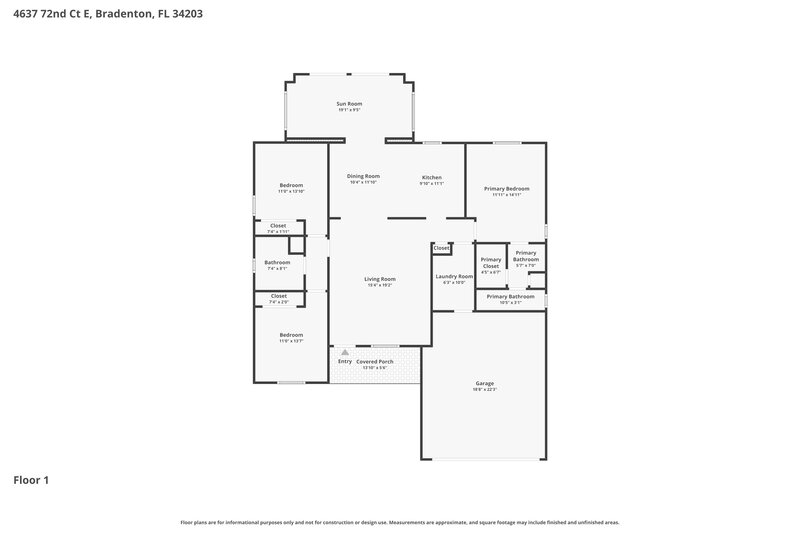 2,355/Mo, 4637 72nd Ct E Bradenton, FL 34203 Floor Plan View