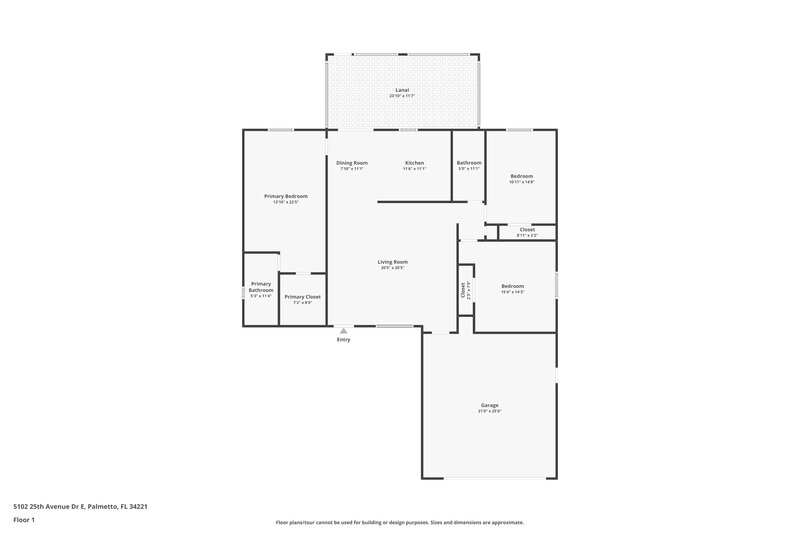 1,955/Mo, 5102 25th Avenue Dr E Palmetto, FL 34221 Floor Plan View