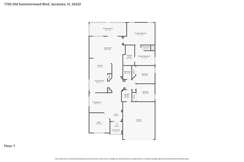 2,480/Mo, 1792 Old Summerwood Blvd Sarasota, FL 34232 Floor Plan View