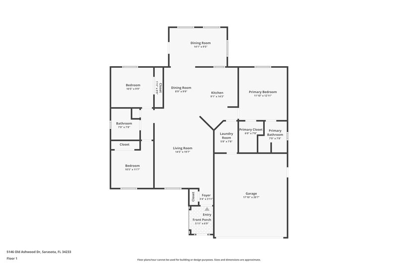 2,030/Mo, 5146 Old Ashwood Dr Sarasota, FL 34233 Floor Plan View