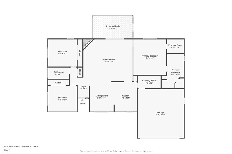 2,490/Mo, 2157 Black Oak Ct Sarasota, FL 34232 Floor Plan View