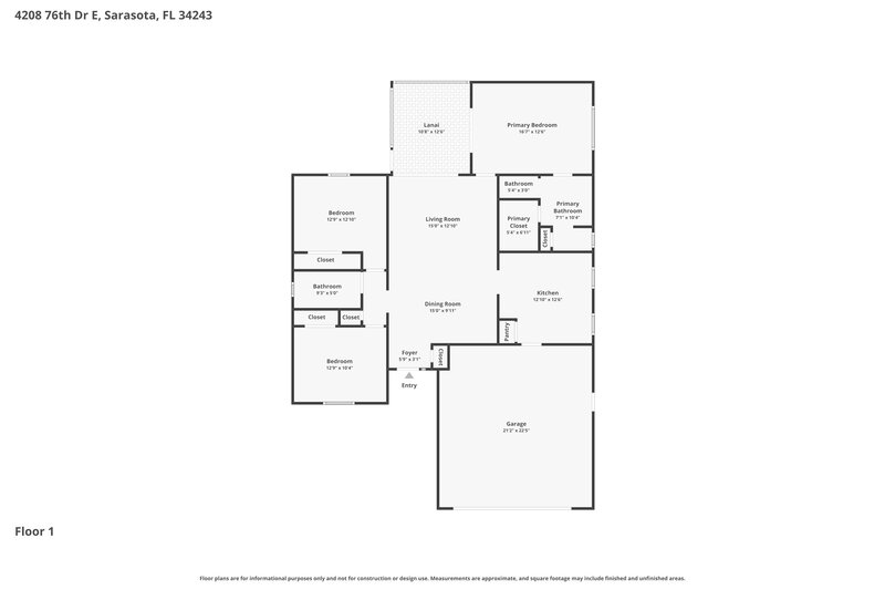 2,095/Mo, 4208 76th Dr E Sarasota, FL 34243 Floor Plan View