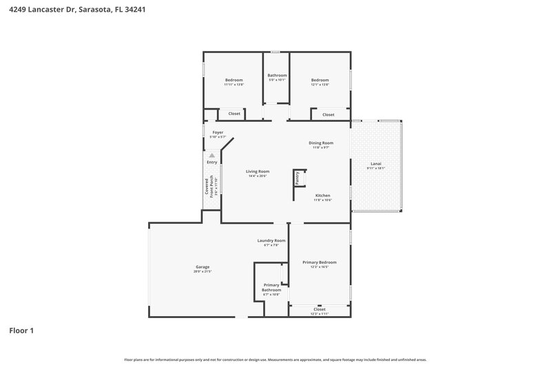 2,340/Mo, 4249 Lancaster Dr Sarasota, FL 34241 Floor Plan View