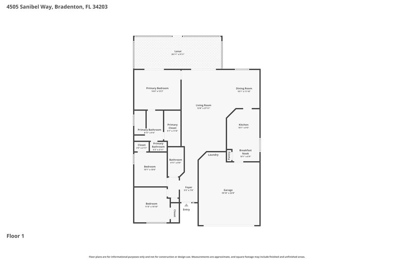 2,360/Mo, 4505 Sanibel Way Bradenton, FL 34203 Floor Plan View