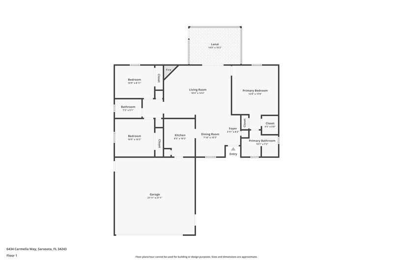 2,185/Mo, 6434 Carmella Way Sarasota, FL 34243 Floor Plan View