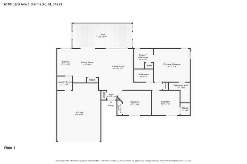 2,025/Mo, 6109 63rd Ave E Palmetto, FL 34221 Floor Plan View