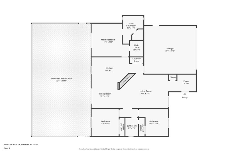 2,700/Mo, 4277 Lancaster Dr Sarasota, FL 34241 Floor Plan View